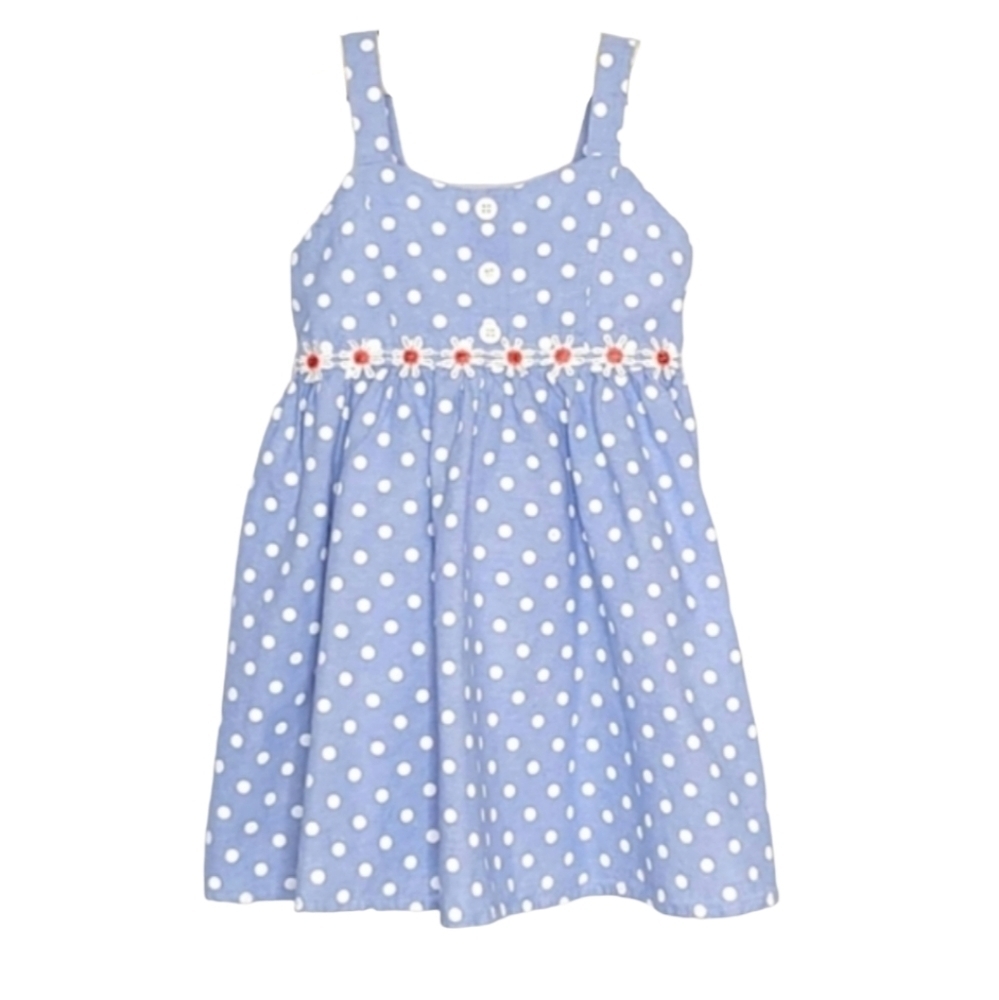 PINK & VIOLET Blue with White Polka Dots Easter or Summer Dress Toddler size 4
